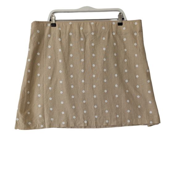 Old Navy Womens Beige Polka-dot Linen-Blend‎ A Line Skirt XXL Lightweight New - Picture 1 of 8